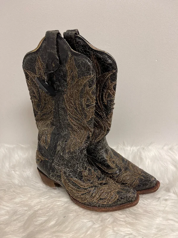 Black & Gold Boots Western Corral, Size 8