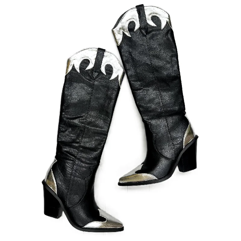 Boots Western By Billini In Black & Silver, Size: 8