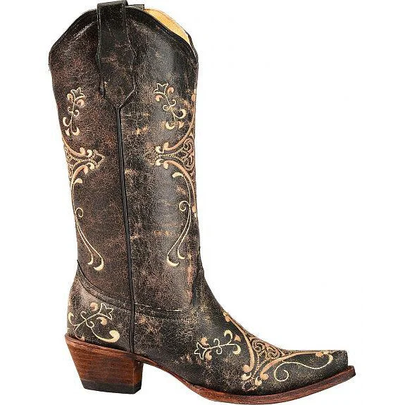 Women's Circle G Crackle Embroidery Western Boots (Brown) Women's Circle G Crackle Embroidery Western Boots (Brown)