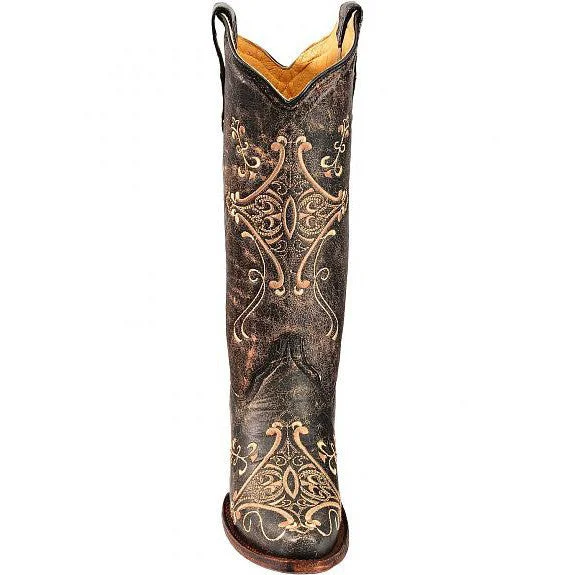 Women's Circle G Crackle Embroidery Western Boots (Brown) Women's Circle G Crackle Embroidery Western Boots (Brown)