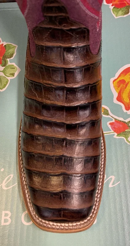 Macie Bean by Anderson Bean ""With All My Bite"" Chocolate Caiman Print Western Boots M9172