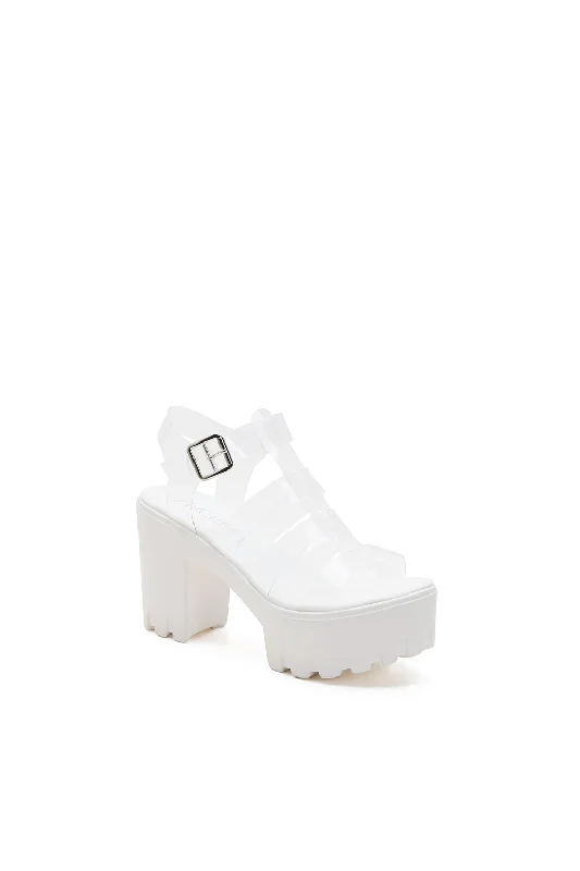 Clear Strap Chunky Heel Platforms