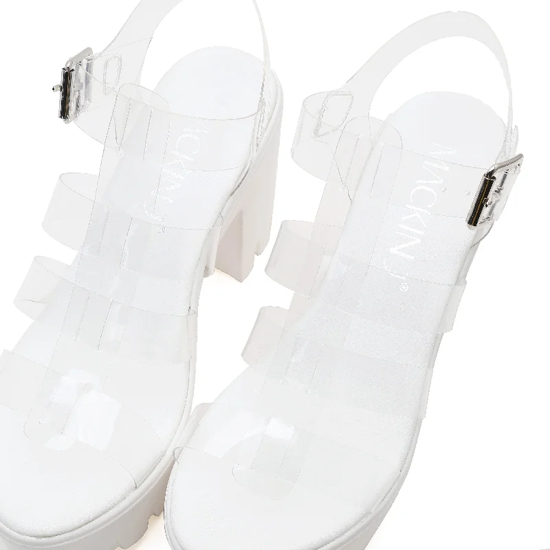 Clear Strap Chunky Heel Platforms