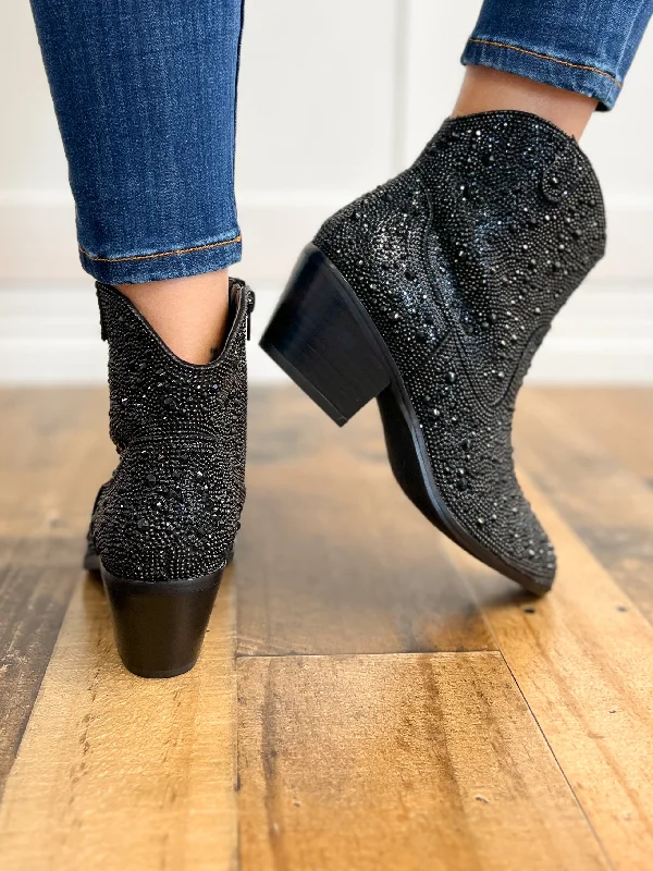 Corkys Shine Bright Booties in Black Rhinestone
