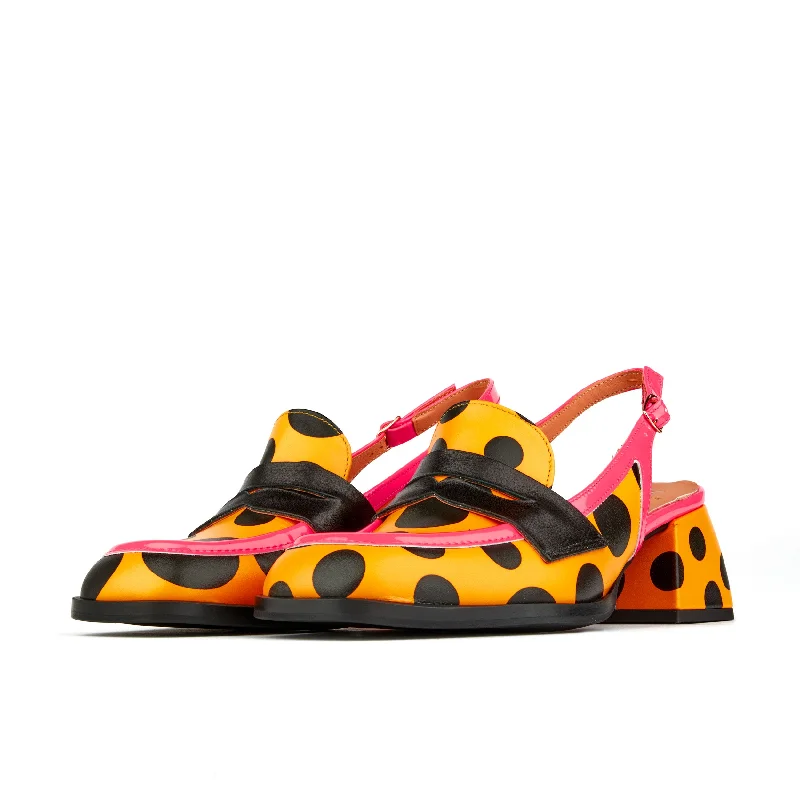 Diana - Black & Orange Polka