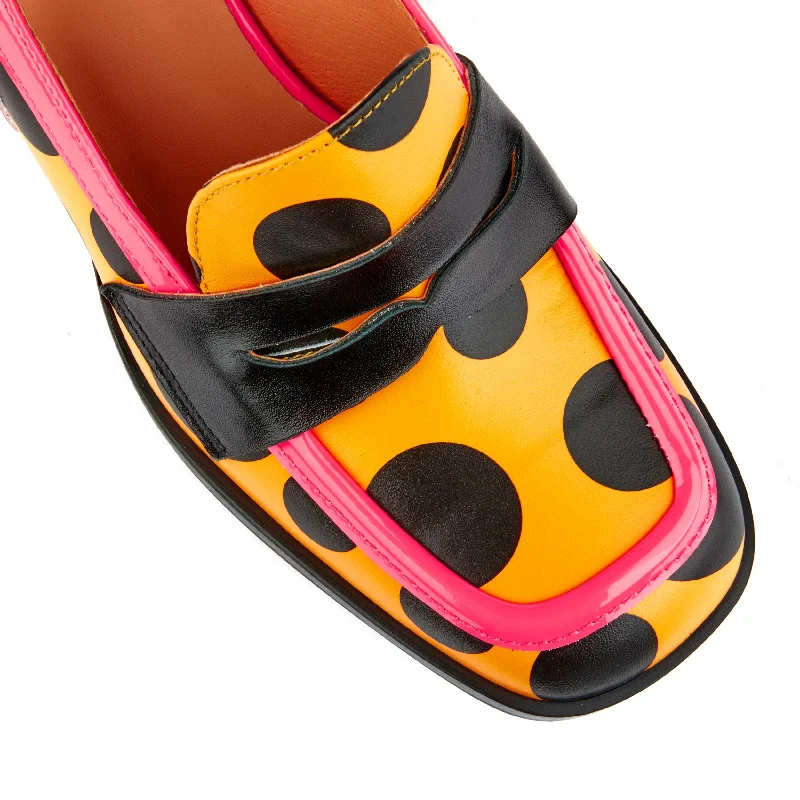 Diana - Black & Orange Polka