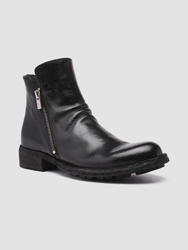 LEGRAND 200 - Black Zipped Leather Booties LEGRAND 200 - Black Zipped Leather Booties