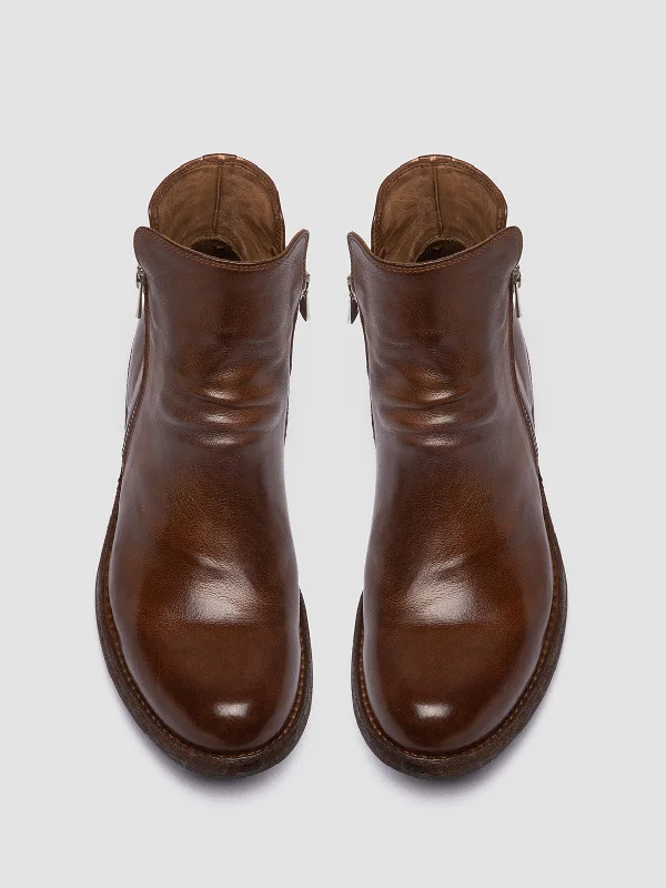 LEGRAND 200 - Brown Leather Zip Boots LEGRAND 200 - Brown Leather Zip Boots