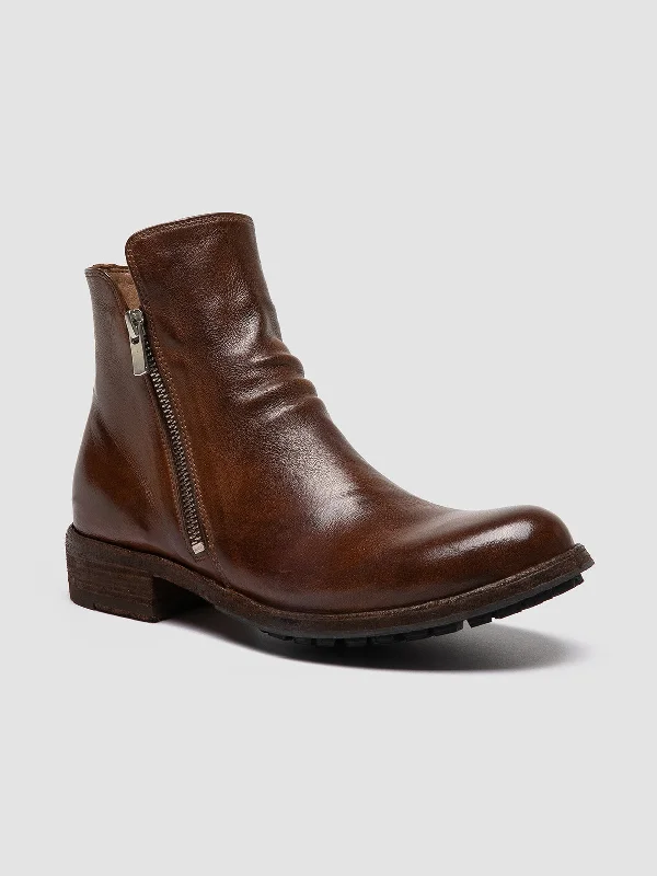 LEGRAND 200 - Brown Leather Zip Boots LEGRAND 200 - Brown Leather Zip Boots