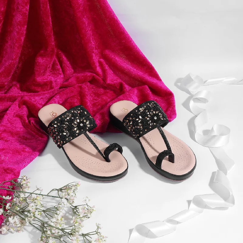 Elegant Peep-Toe Slip-On Mule Sandals with Floral Embellishment
