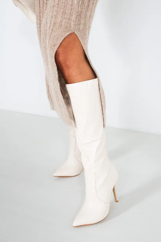 Colette Cream Faux Leather Boots Colette Cream Faux Leather Boots