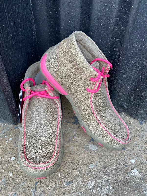 Dusty Tan & Neon Pink Chukka Driving Moc