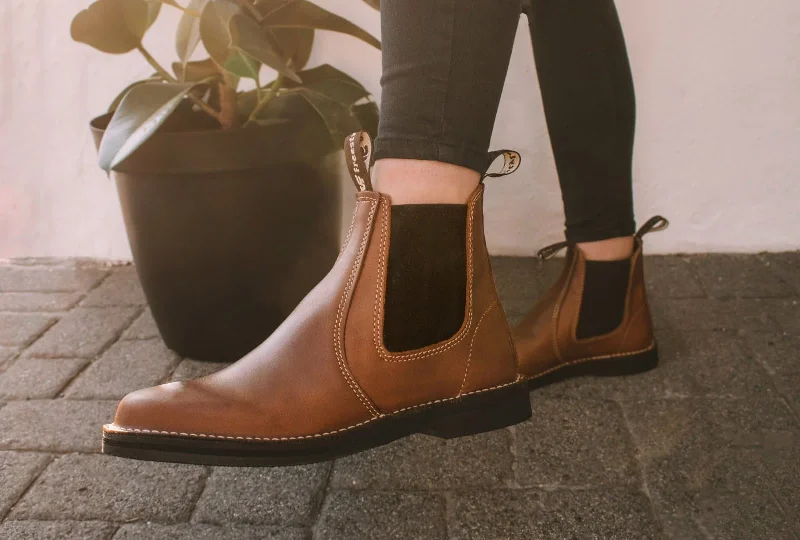 Karoo Ladies Elastic Gusset Leather Veldskoen Boot