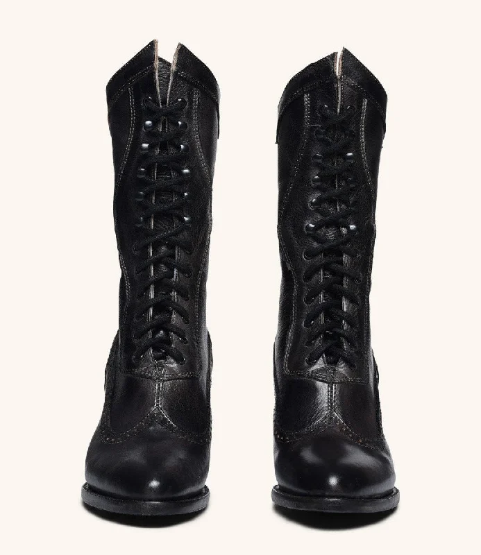 Modern Victorian Lace Up Leather Boots in Black Modern Victorian Lace Up Leather Boots in Black