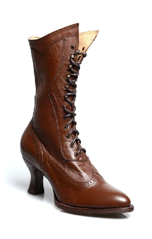 Modern Victorian Lace Up Leather Boots in Cognac Modern Victorian Lace Up Leather Boots in Cognac