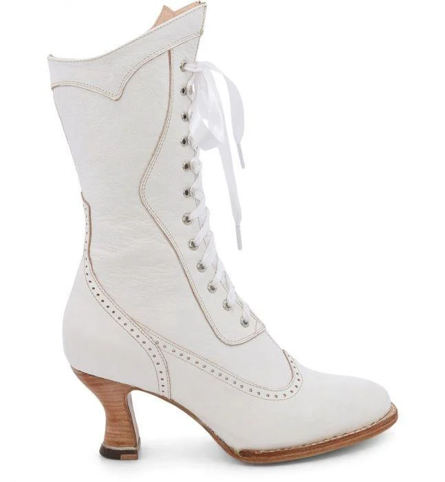 Modern Victorian Lace Up Leather Boots in Nectar Rustic Modern Victorian Lace Up Leather Boots in Nectar Rustic