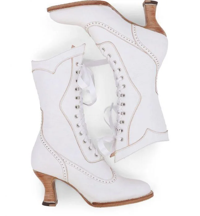 Modern Victorian Lace Up Leather Boots in Nectar Rustic Modern Victorian Lace Up Leather Boots in Nectar Rustic