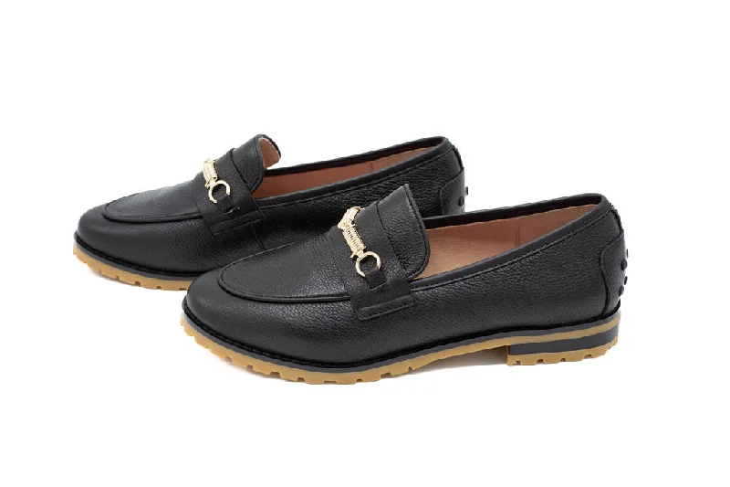 Rill Black Grain Leather