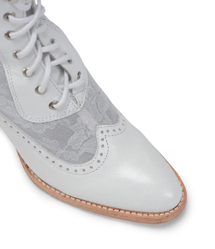 Victorian Inspired Leather & Lace Boots in White Victorian Inspired Leather & Lace Boots in White