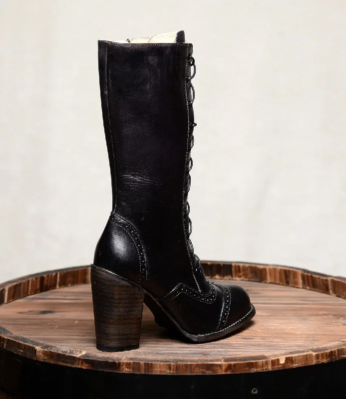 Victorian Inspired Mid-Calf Leather Boots in Black Rustic Victorian Inspired Mid-Calf Leather Boots in Black Rustic