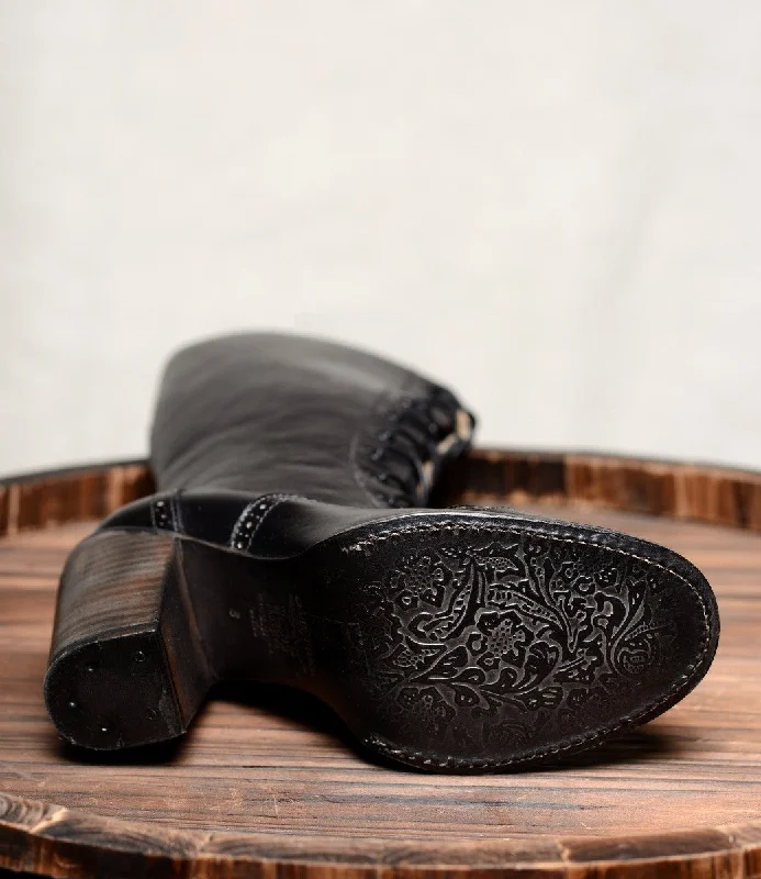 Victorian Inspired Mid-Calf Leather Boots in Black Rustic Victorian Inspired Mid-Calf Leather Boots in Black Rustic