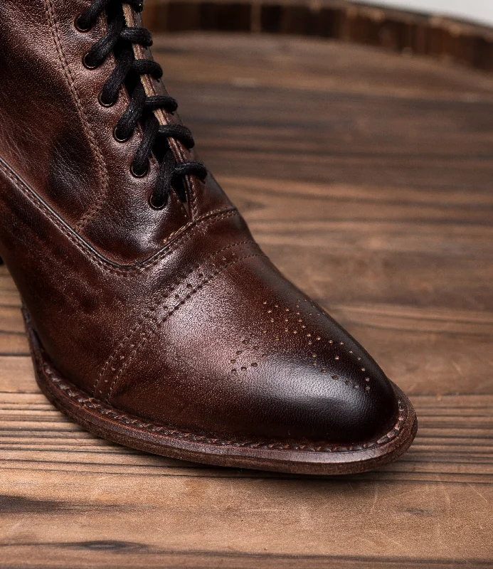 Victorian Mid-Calf Leather Boots in Teak Rustic Victorian Mid-Calf Leather Boots in Teak Rustic