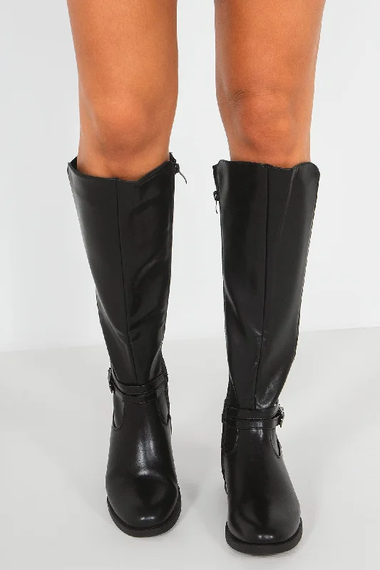 Zolda Black Faux Leather Boots Zolda Black Faux Leather Boots