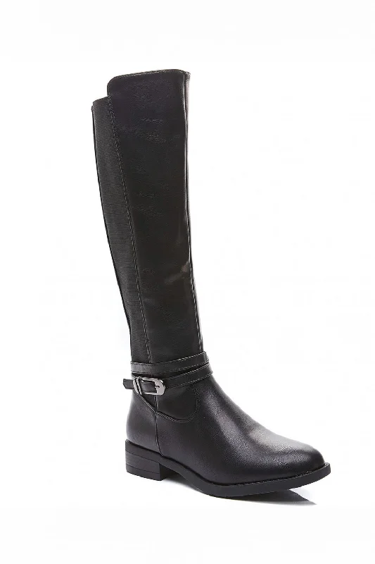 Zolda Black Faux Leather Boots Zolda Black Faux Leather Boots