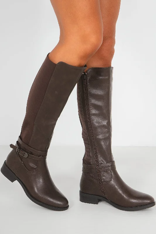 Zolda Chocolate Faux Leather Boots Zolda Chocolate Faux Leather Boots