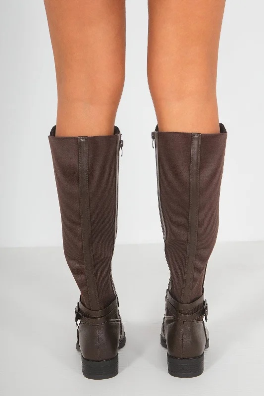 Zolda Chocolate Faux Leather Boots Zolda Chocolate Faux Leather Boots