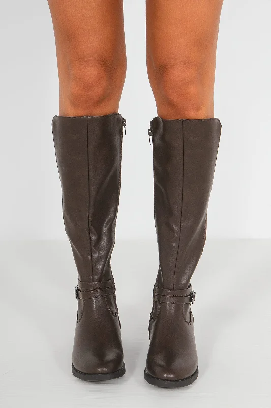 Zolda Chocolate Faux Leather Boots Zolda Chocolate Faux Leather Boots