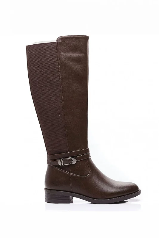Zolda Chocolate Faux Leather Boots Zolda Chocolate Faux Leather Boots