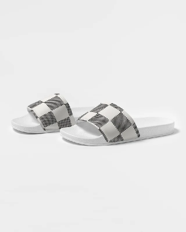 Black & Cream Check Men's Slide Sandals