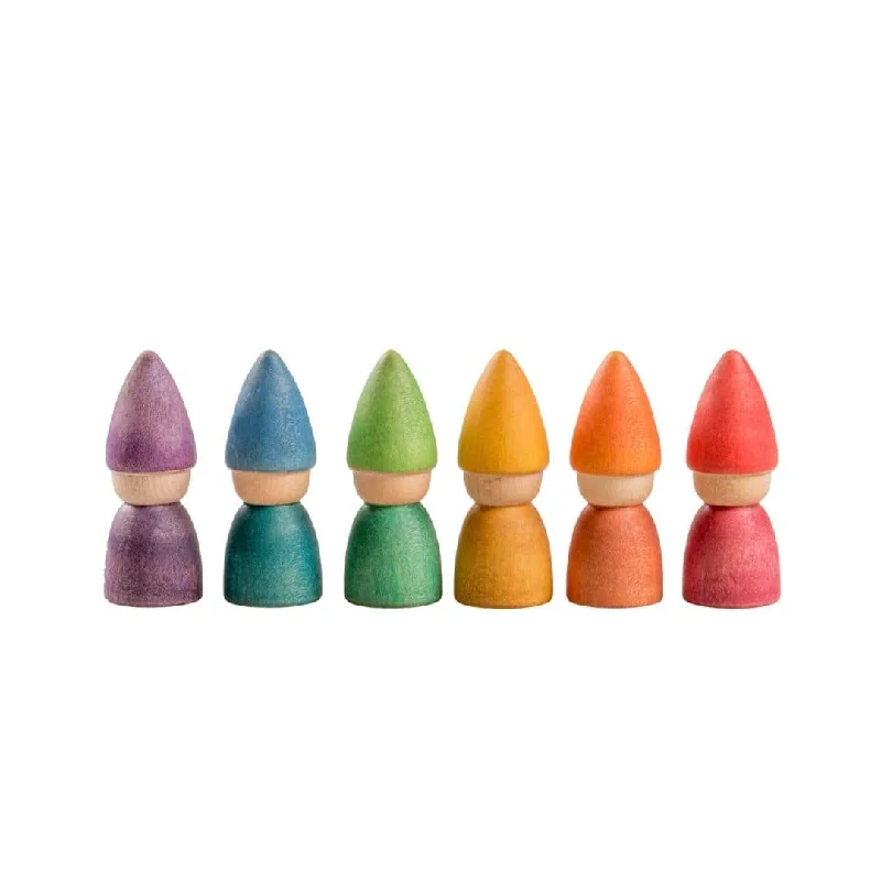 6 Wooden Rainbow Tomten Figures