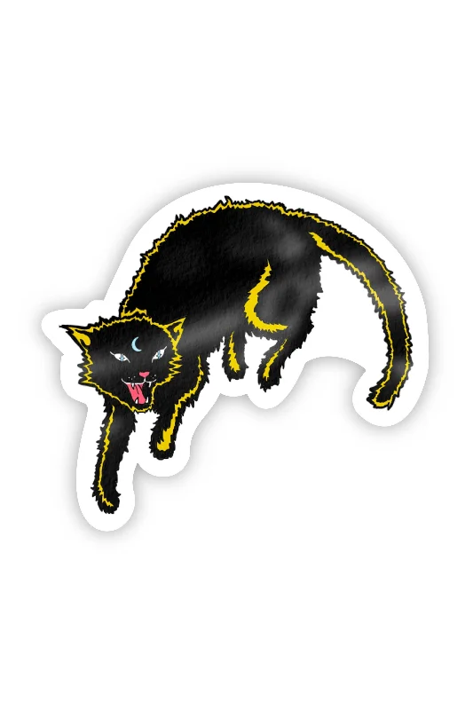 Black Cat With Yellow Halloween Sticker