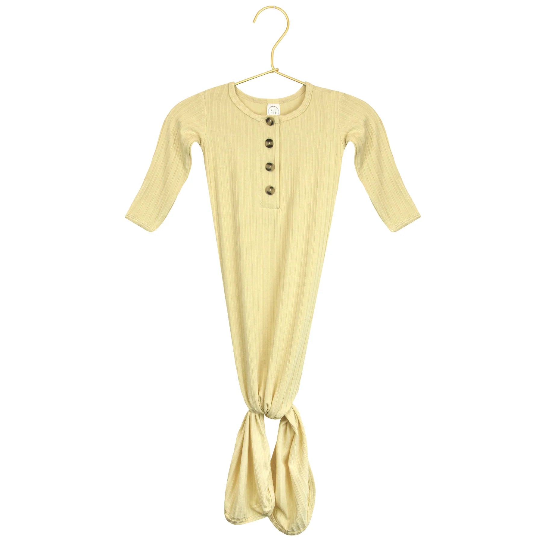 Birdie Ribbed Knotted Gown: Newborn - 3 Months