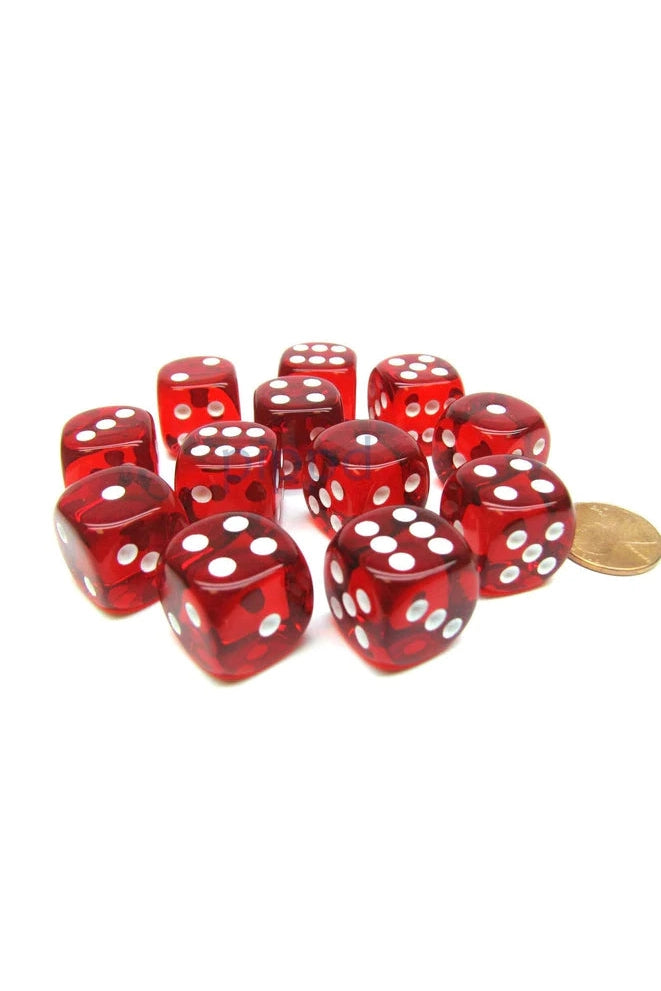 Dice: Red/White Translucent 16mm
