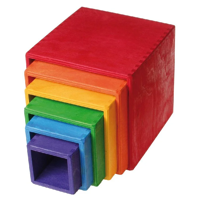Large Rainbow Wooden Nesting Cubes