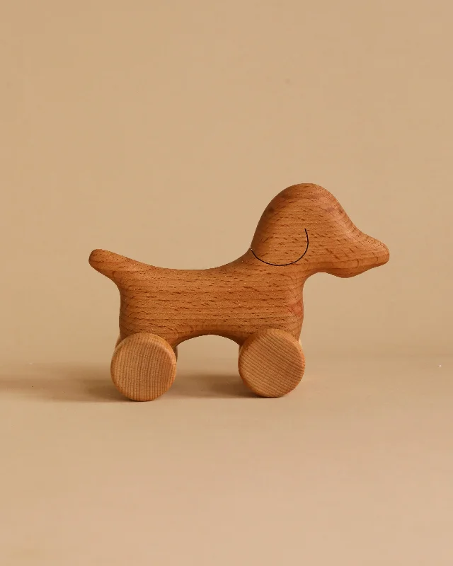 Handmade Wooden Mini Dog Push Toy
