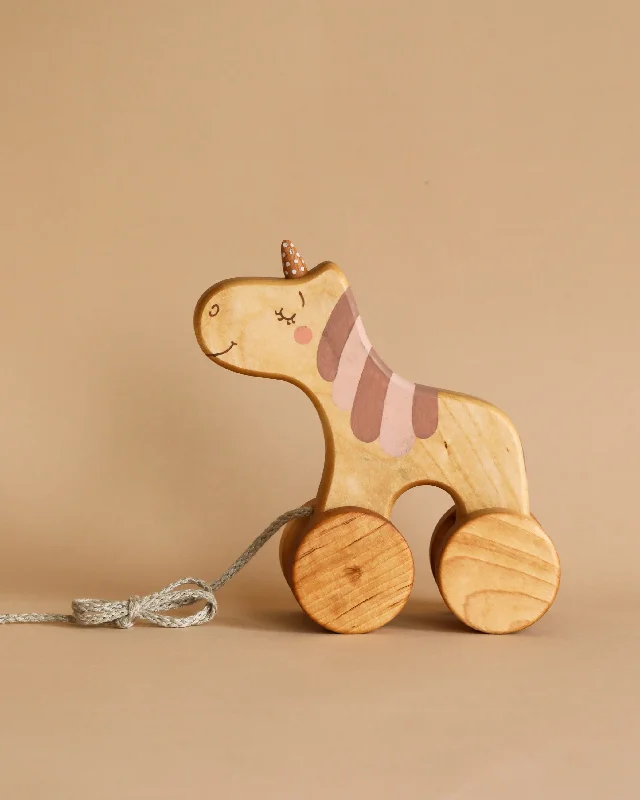 Handmade Wooden Unicorn Pull Toy