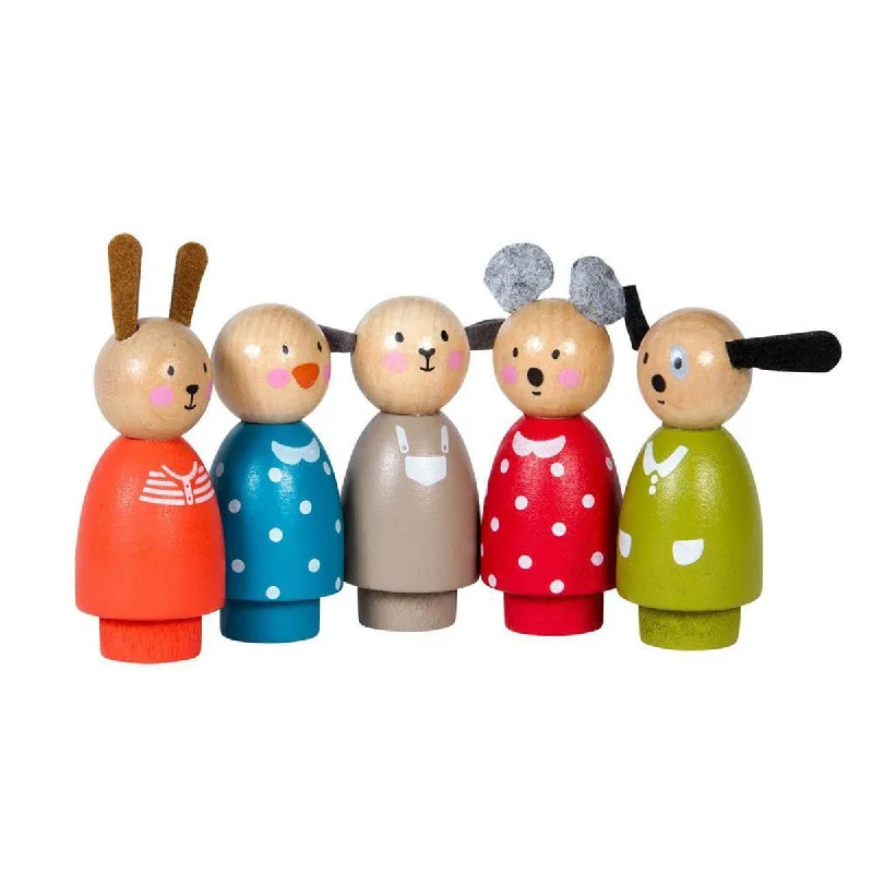 Moulin Roty grande famille wood characters set