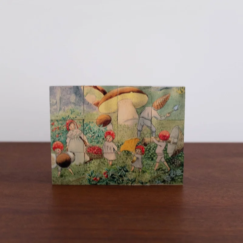 NEW Elsa Beskow Wooden Block Cube Puzzle Set