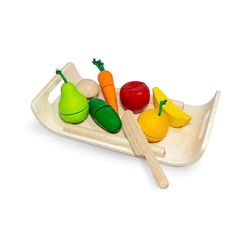 Plan Toys assorted fruit and vegetable set with tray