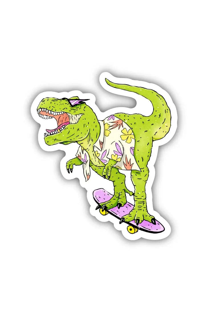 Rad Skateboard T-Rex Dinosaur Sticker