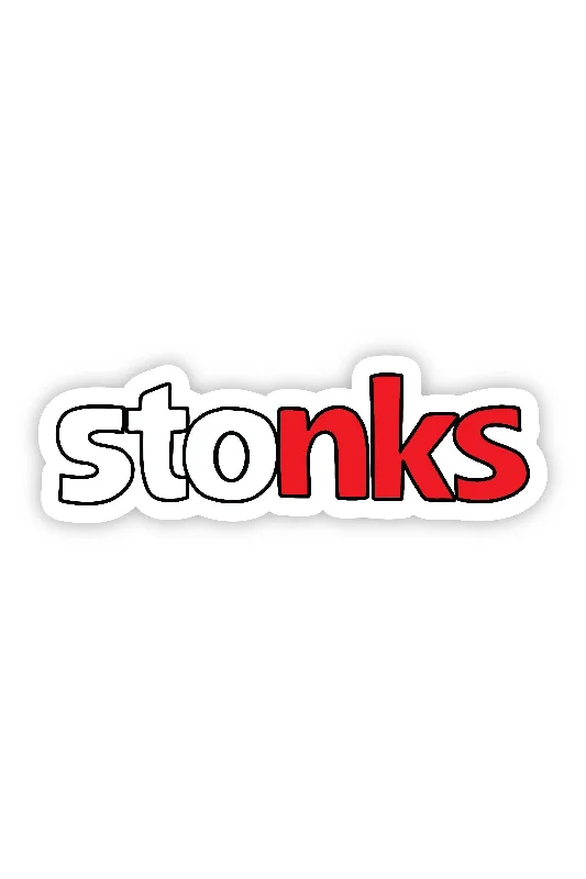 Stonks Red and White Sticker