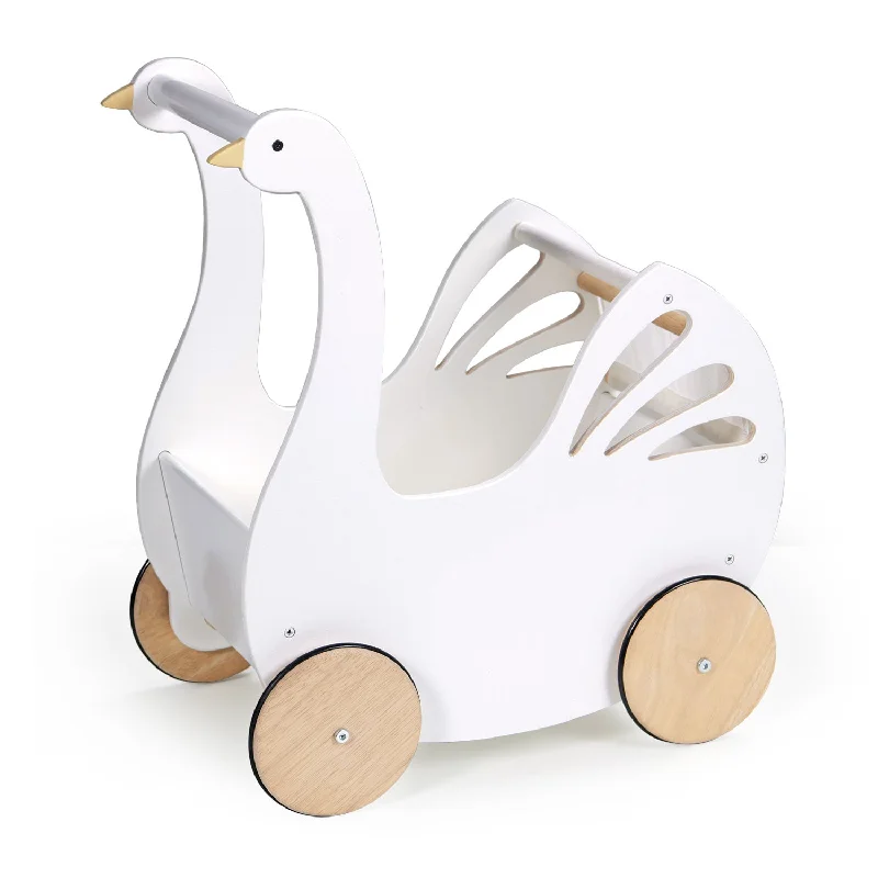 Sweet Wooden Swan Doll Stroller