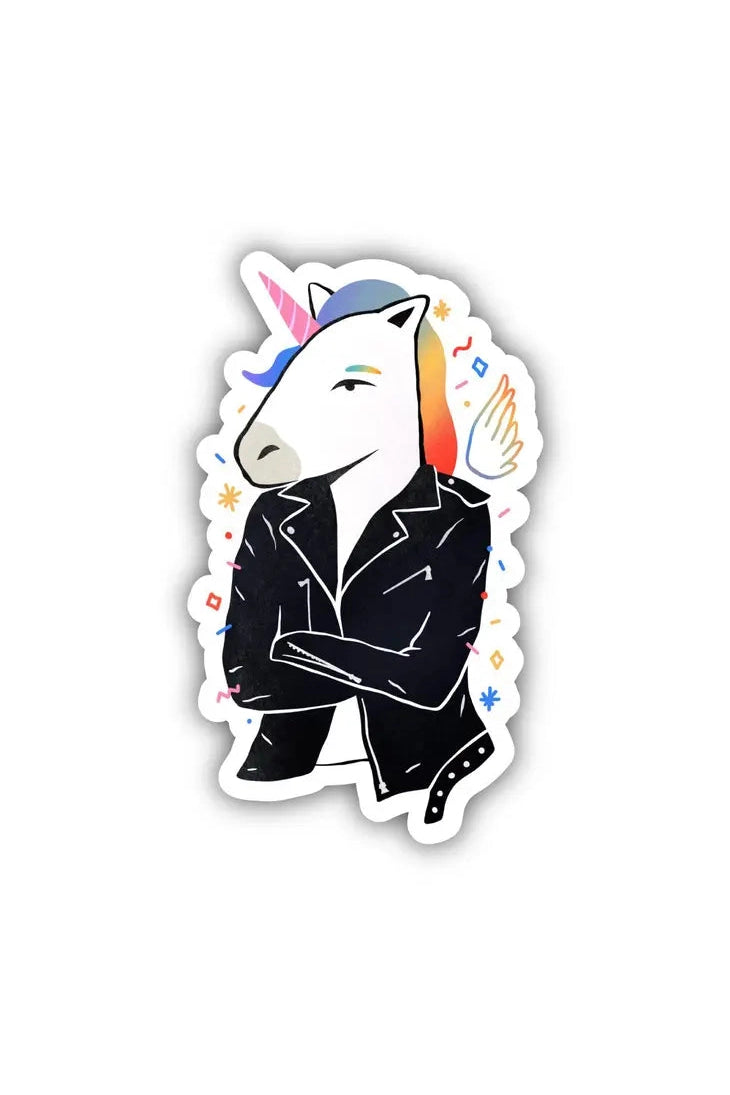 Unicorn Leather Jacket Fairytale Sticker