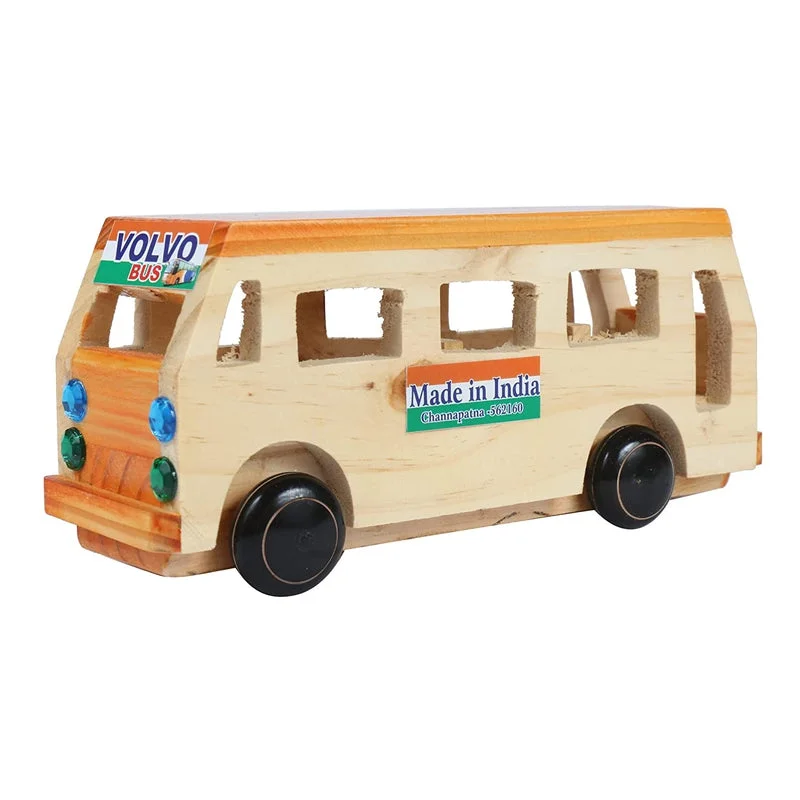 Push Pull Along Toy Wooden - Bus