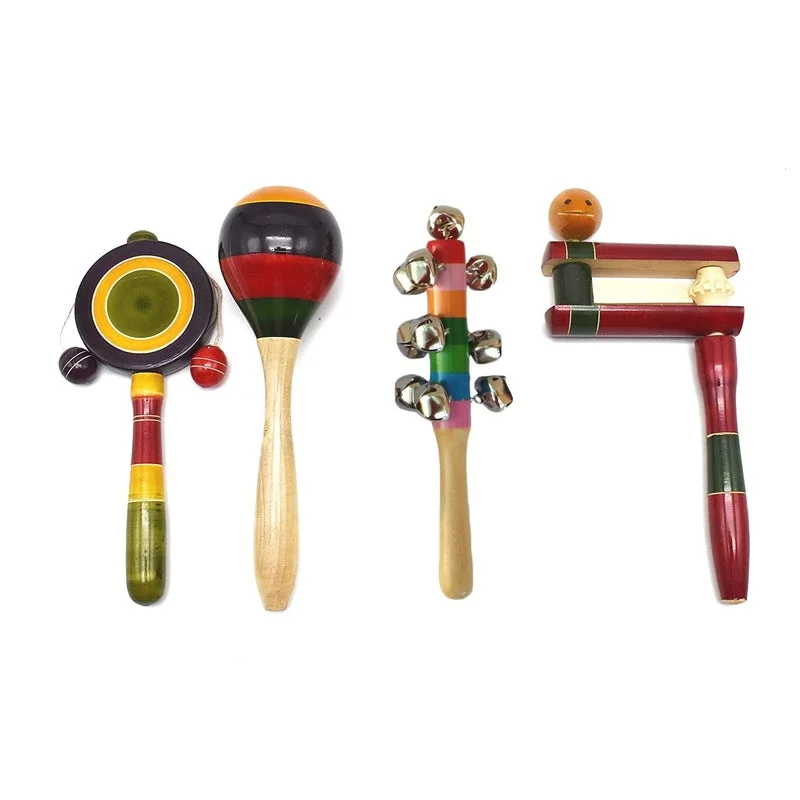 Wooden Rattles for Baby- Set of 4 pcs( multicolor)
