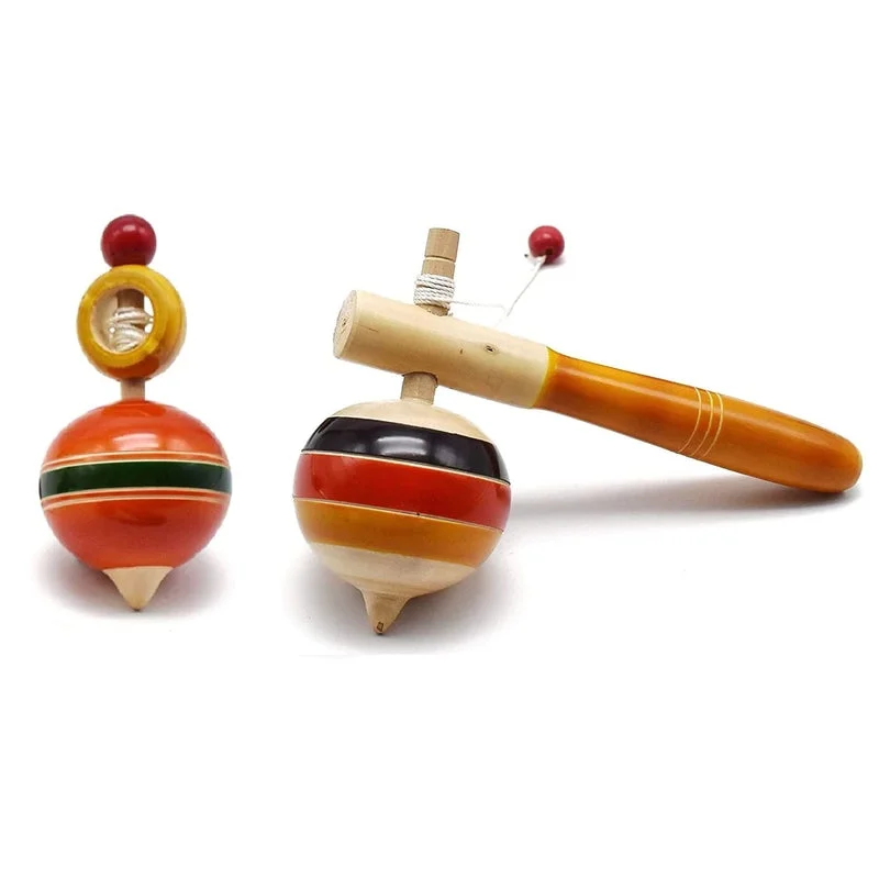 Wooden Spinning Tops  - Set of 2 Pcs( Multicolor)